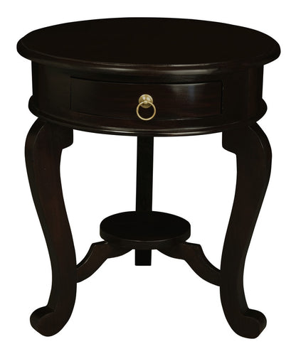 Round Cabriole Leg 1 Drawer Lamp Table (Chocolate) V199-LT001RDCLC