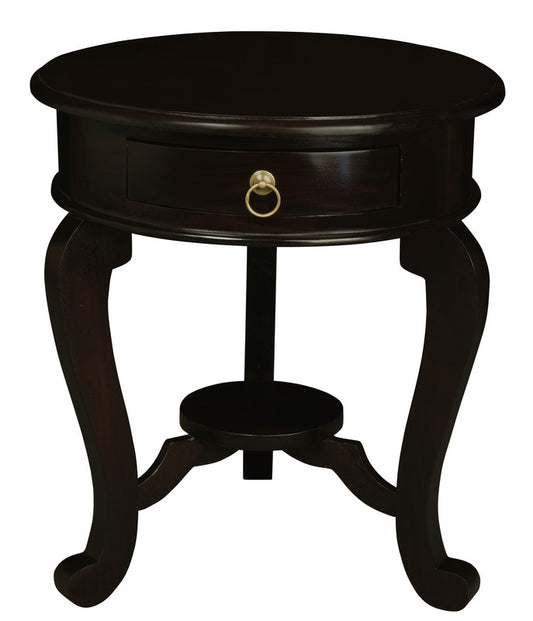 Round Cabriole Leg 1 Drawer Lamp Table (Chocolate) V199-LT001RDCLC