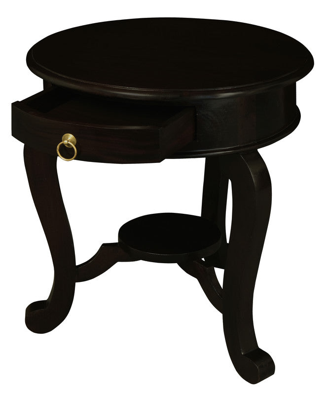 Round Cabriole Leg 1 Drawer Lamp Table (Chocolate) V199-LT001RDCLC