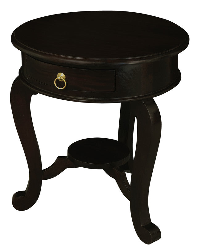 Round Cabriole Leg 1 Drawer Lamp Table (Chocolate) V199-LT001RDCLC