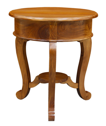 Round Cabriole Leg 1 Drawer Lamp Table (Light Pecan) V199-LT001RDCLLP
