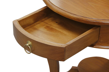Round Cabriole Leg 1 Drawer Lamp Table (Light Pecan) V199-LT001RDCLLP