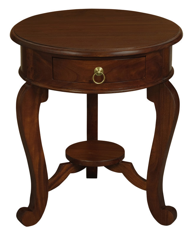 Round Cabriole Leg 1 Drawer Lamp Table (Mahogany) V199-LT001RDCLM