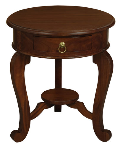 Round Cabriole Leg 1 Drawer Lamp Table (Mahogany) V199-LT001RDCLM
