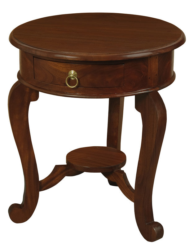 Round Cabriole Leg 1 Drawer Lamp Table (Mahogany) V199-LT001RDCLM
