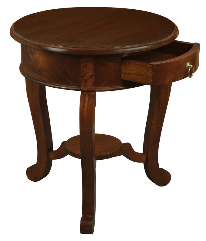 Round Cabriole Leg 1 Drawer Lamp Table (Mahogany) V199-LT001RDCLM
