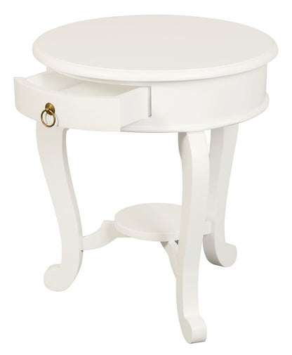 Round Cabriole Leg 1 Drawer Lamp Table (White) V199-LT001RDCLWH