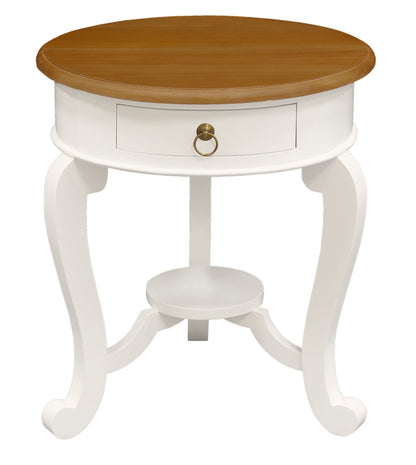Round Cabriole Leg 1 Drawer Lamp Table (White Caramel) V199-LT001RDCLWR