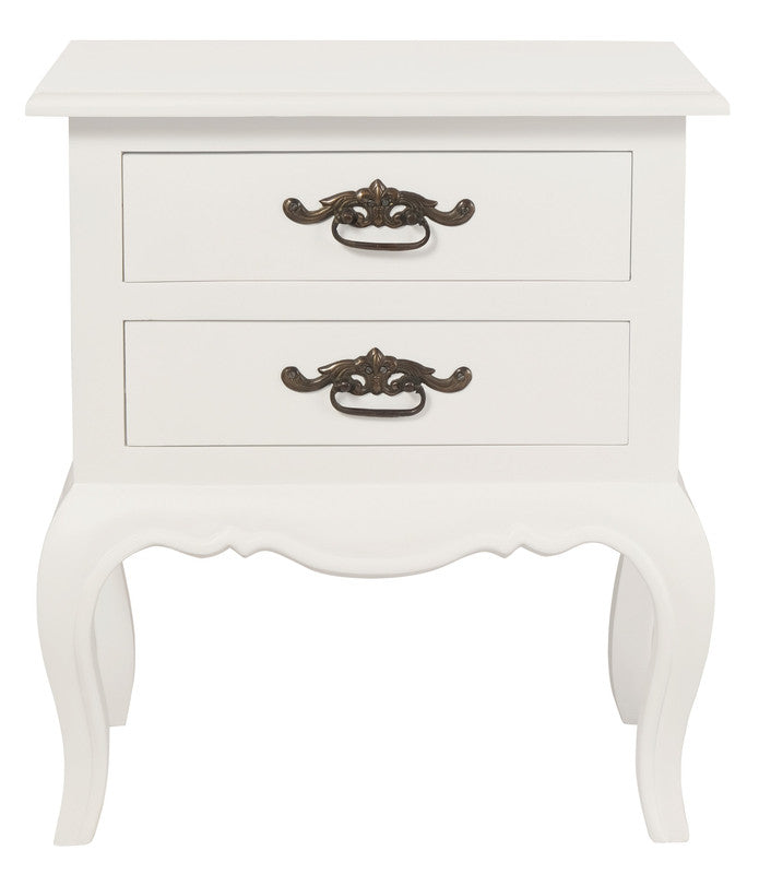 French Provincial 2 Drawer Side Table (White) V199-LT002FPWH