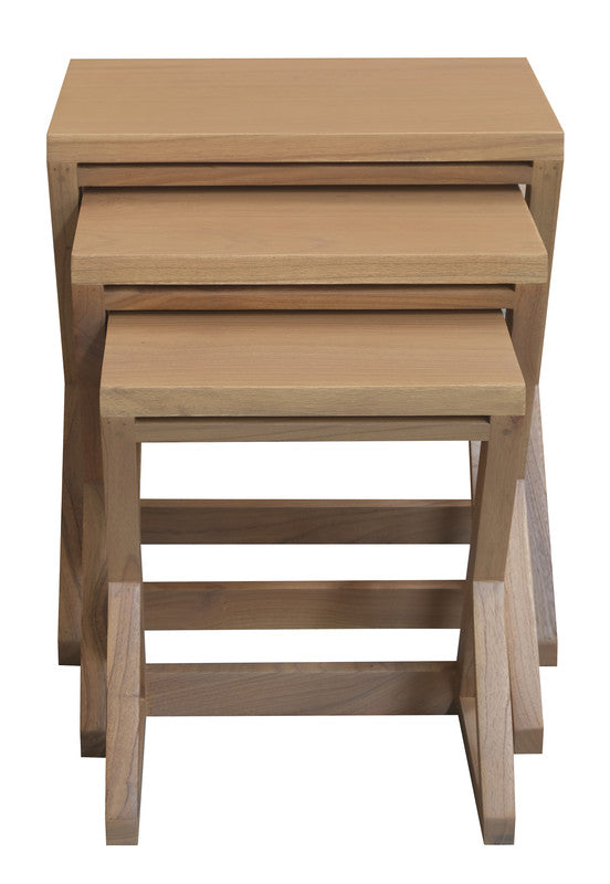 Manhattan Solid Mindi Timber Nest of Tables - Set of 3 (Natural) V199-NT300ZMDNI