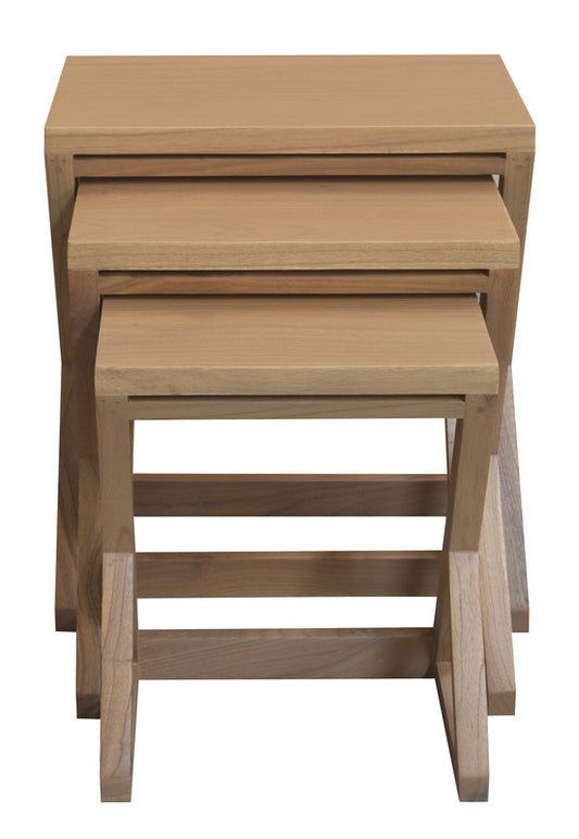Manhattan Solid Mindi Timber Nest of Tables - Set of 3 (Natural) V199-NT300ZMDNI