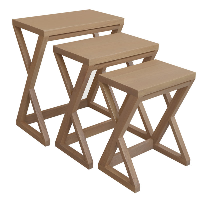 Manhattan Solid Mindi Timber Nest of Tables - Set of 3 (Natural) V199-NT300ZMDNI