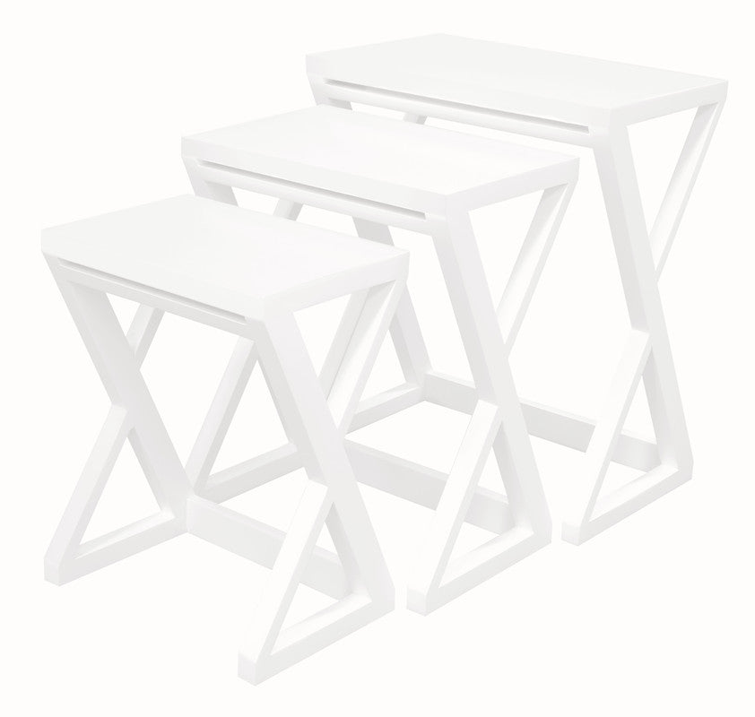 Manhattan Solid Mahogany Timber Nest of Tables - Set of 3 (White) V199-NT300ZWH