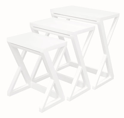 Manhattan Solid Mahogany Timber Nest of Tables - Set of 3 (White) V199-NT300ZWH