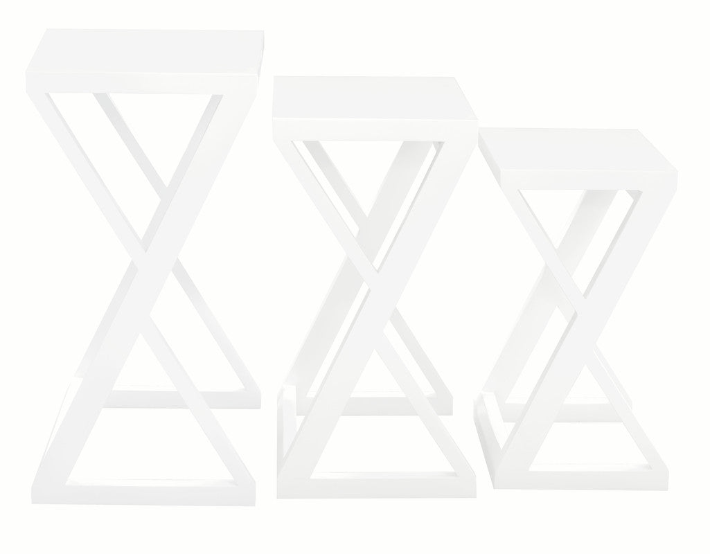 Manhattan Solid Mahogany Timber Nest of Tables - Set of 3 (White) V199-NT300ZWH