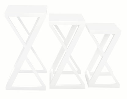 Manhattan Solid Mahogany Timber Nest of Tables - Set of 3 (White) V199-NT300ZWH