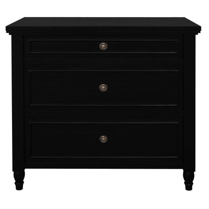 Beau 3 Drawer Solid White Cedar Turn Leg Dresser (Black) V199-SB003TLB