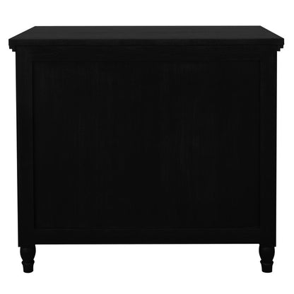 Beau 3 Drawer Solid White Cedar Turn Leg Dresser (Black) V199-SB003TLB
