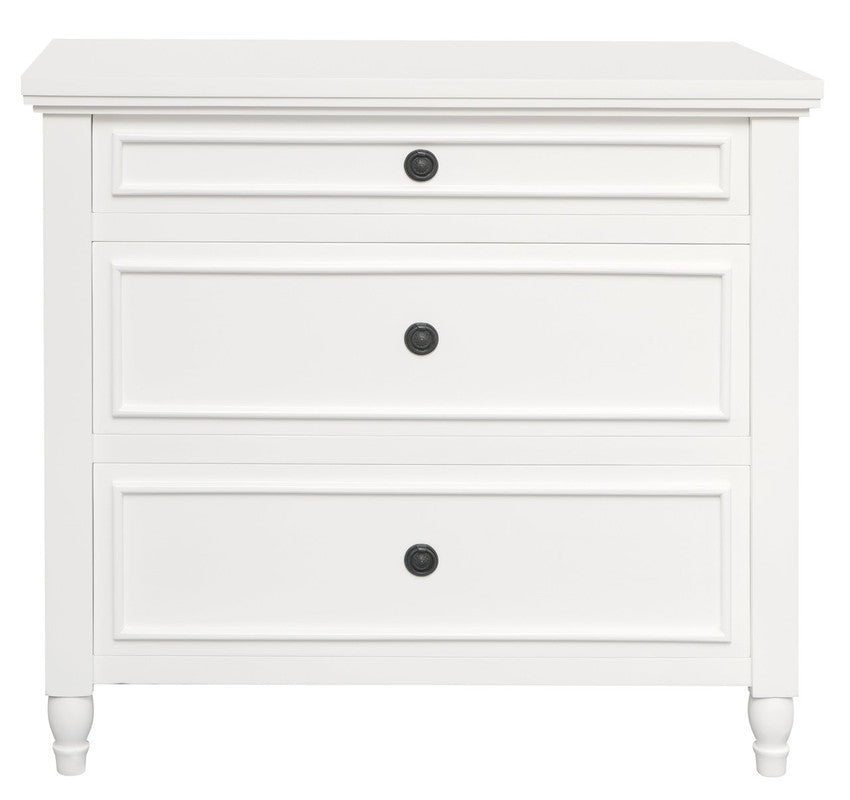 Beau 3 Drawer Solid White Cedar Turn Leg Dresser (White) V199-SB003TLMHWH