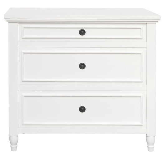 Beau 3 Drawer Solid White Cedar Turn Leg Dresser (White) V199-SB003TLMHWH
