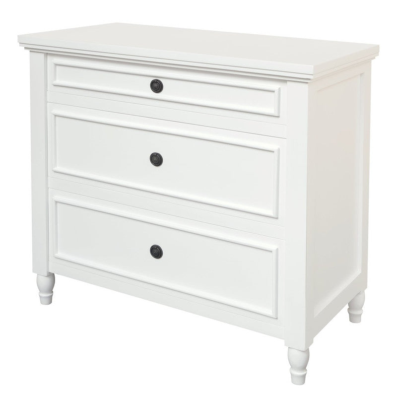 Beau 3 Drawer Solid White Cedar Turn Leg Dresser (White) V199-SB003TLMHWH