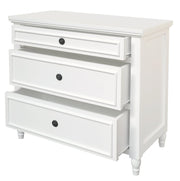Beau 3 Drawer Solid White Cedar Turn Leg Dresser (White) V199-SB003TLMHWH