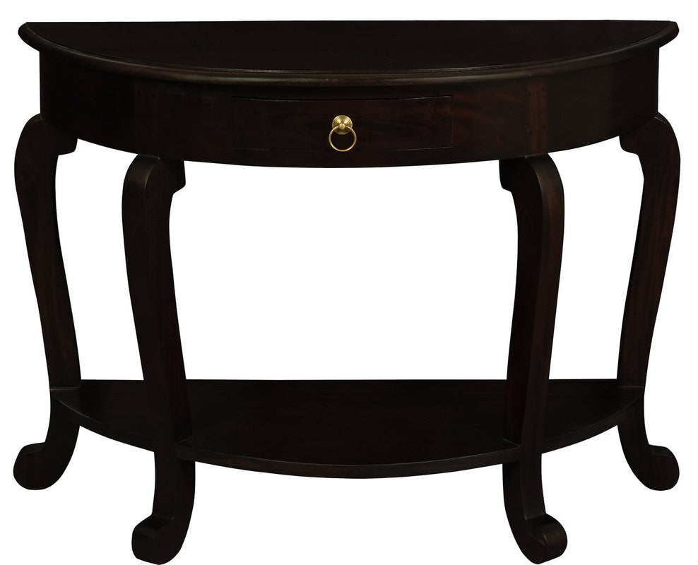 Emilie Cabriole Leg 1 Drawer Half Round Entry Table - Chocolate V199-ST001HRCLC