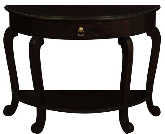 Emilie Cabriole Leg 1 Drawer Half Round Entry Table - Chocolate V199-ST001HRCLC