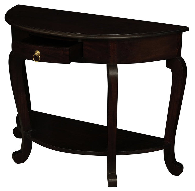 Emilie Cabriole Leg 1 Drawer Half Round Entry Table - Chocolate V199-ST001HRCLC