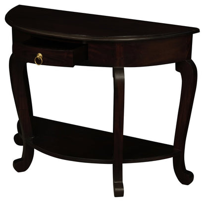 Emilie Cabriole Leg 1 Drawer Half Round Entry Table - Chocolate V199-ST001HRCLC