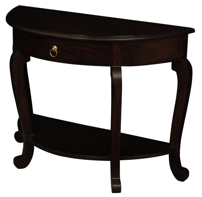 Emilie Cabriole Leg 1 Drawer Half Round Entry Table - Chocolate V199-ST001HRCLC