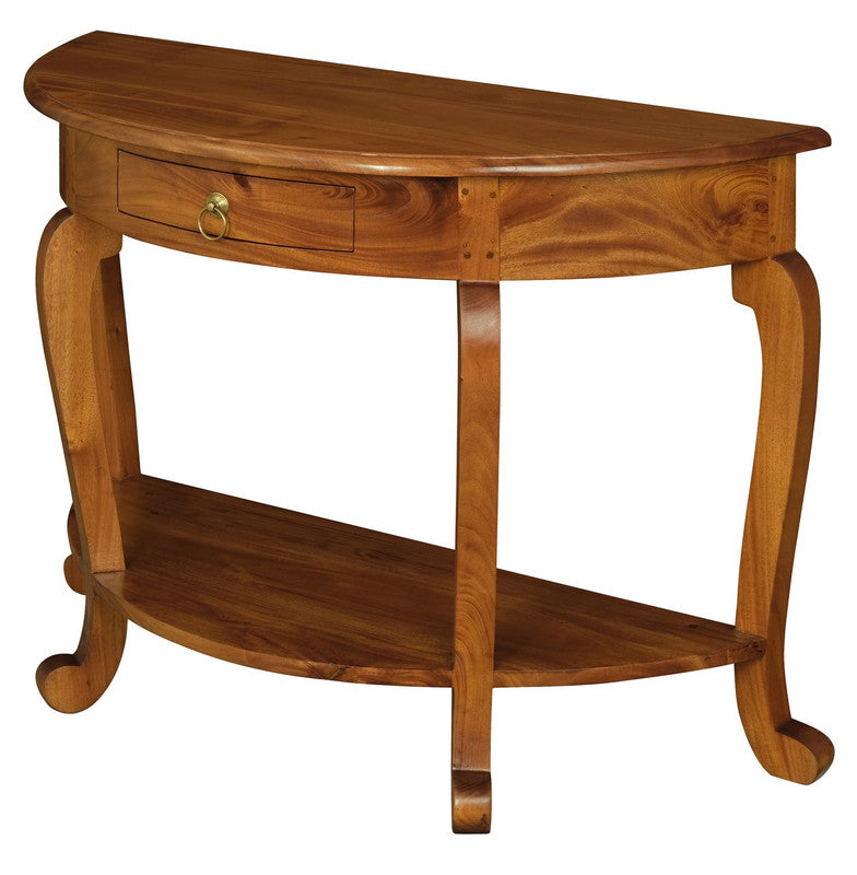 Emilie Cabriole Leg 1 Drawer Half Round Entry Table - Light Pecan V199-ST001HRCLLP