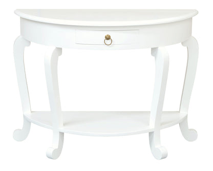 Emilie Cabriole Leg 1 Drawer Half Round Entry Table - White V199-ST001HRCLWH