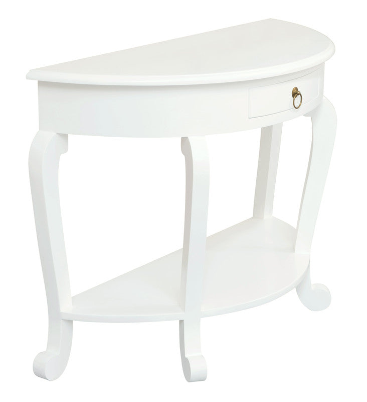 Emilie Cabriole Leg 1 Drawer Half Round Entry Table - White V199-ST001HRCLWH