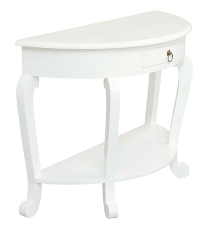 Emilie Cabriole Leg 1 Drawer Half Round Entry Table - White V199-ST001HRCLWH
