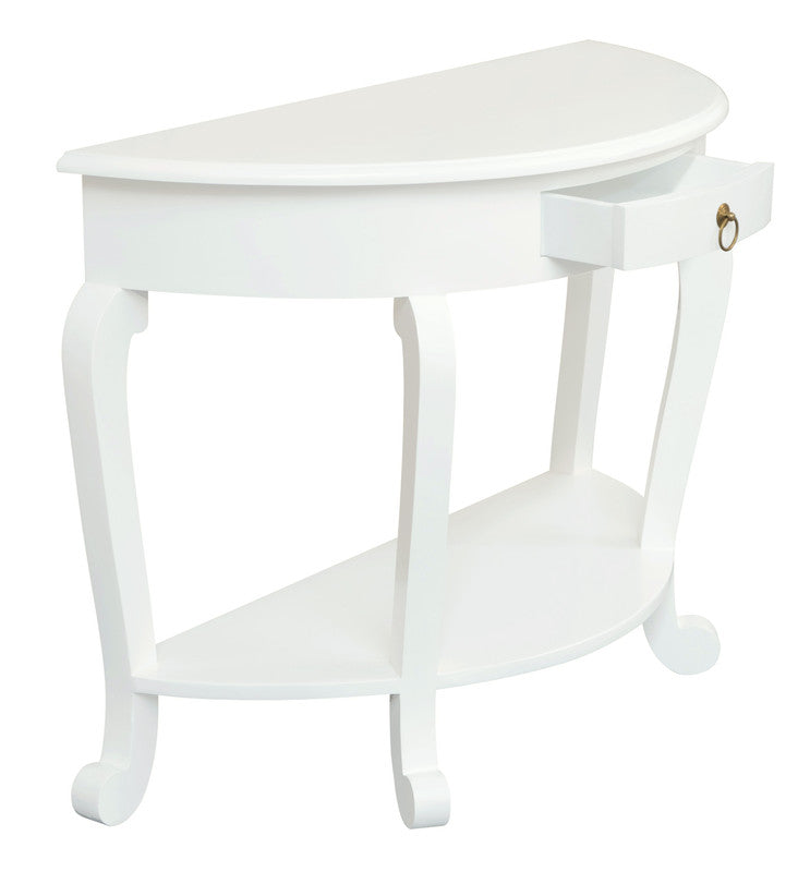 Emilie Cabriole Leg 1 Drawer Half Round Entry Table - White V199-ST001HRCLWH