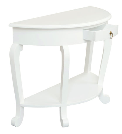 Emilie Cabriole Leg 1 Drawer Half Round Entry Table - White V199-ST001HRCLWH