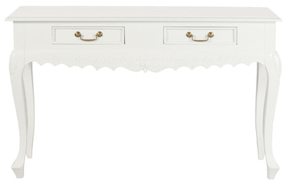 Seine 2 Drawer Carved Sofa Table (White) V199-ST002CVWH