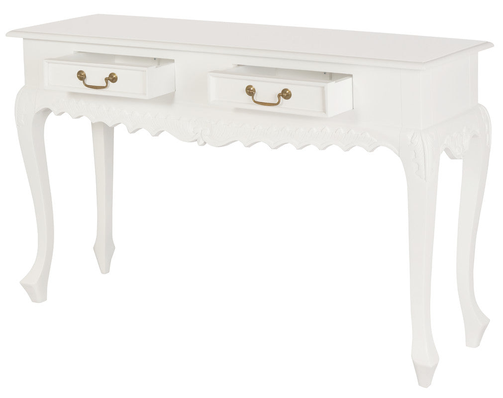 Seine 2 Drawer Carved Sofa Table (White) V199-ST002CVWH