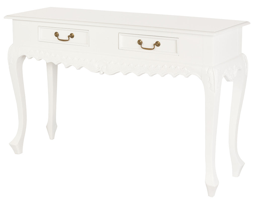 Seine 2 Drawer Carved Sofa Table (White) V199-ST002CVWH