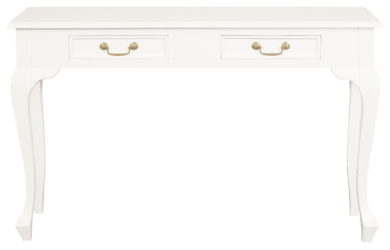 Queen Ann 2 Drawer Sofa Table (White) V199-ST002QAWH