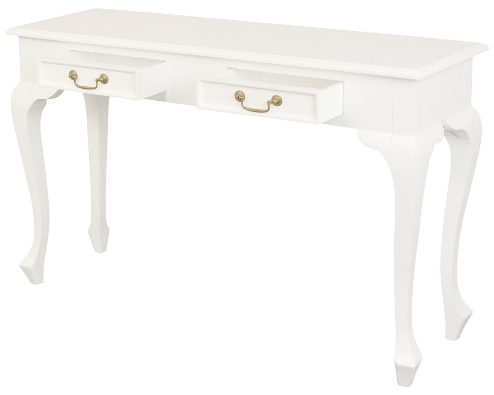 Queen Ann 2 Drawer Sofa Table (White) V199-ST002QAWH