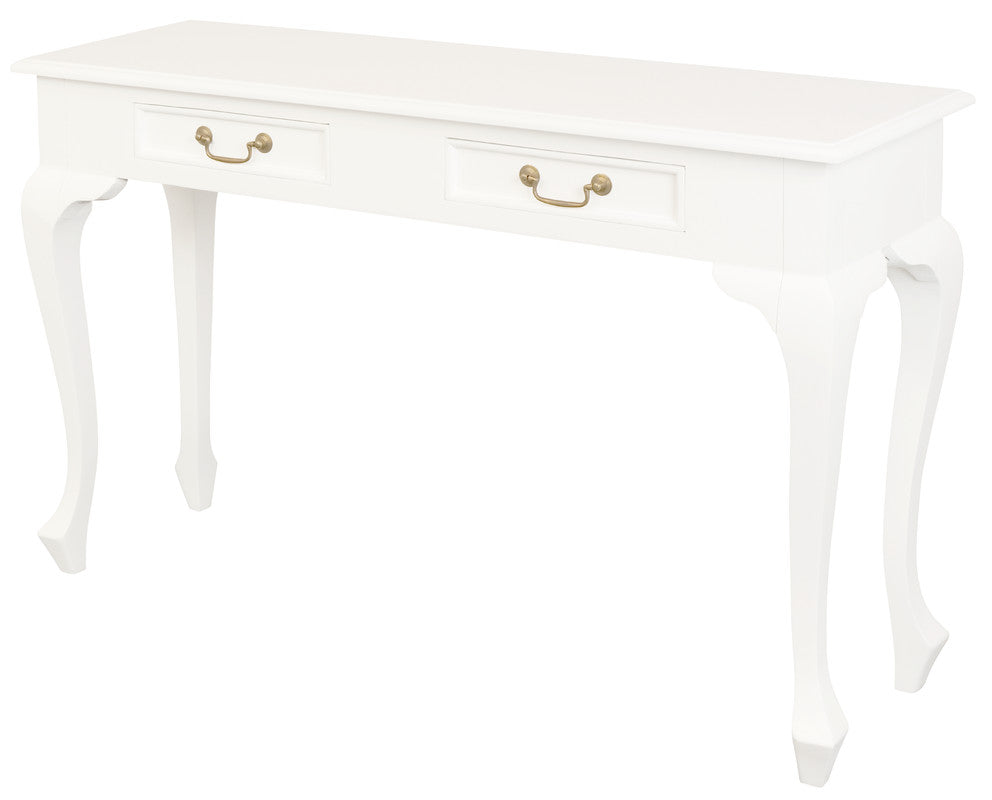 Queen Ann 2 Drawer Sofa Table (White) V199-ST002QAWH
