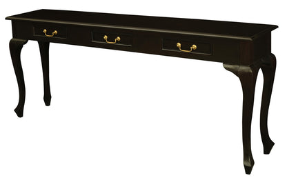 Queen Anne 3 Drawer Sofa Table - Chocolate V199-ST003QAC
