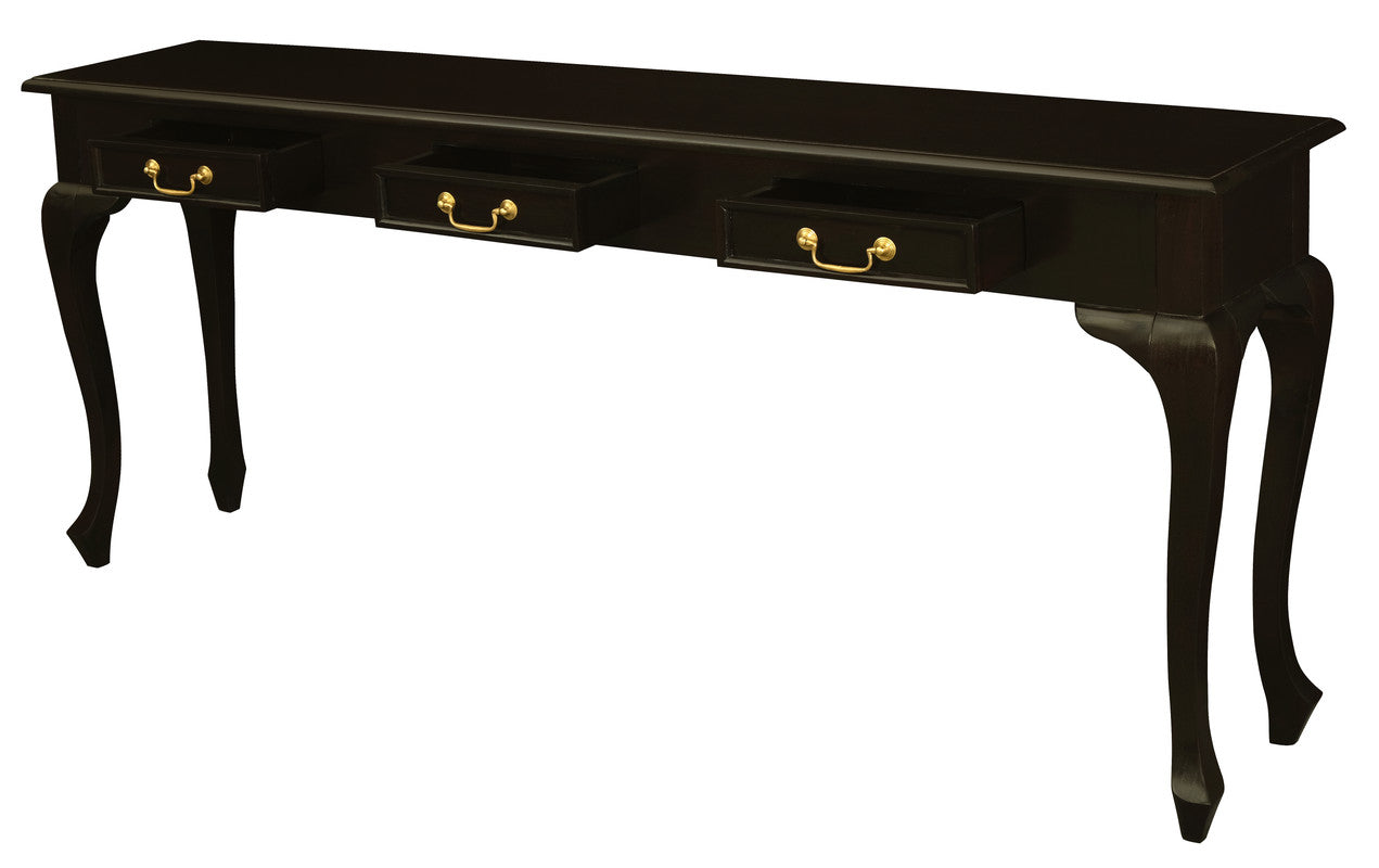 Queen Anne 3 Drawer Sofa Table - Chocolate V199-ST003QAC
