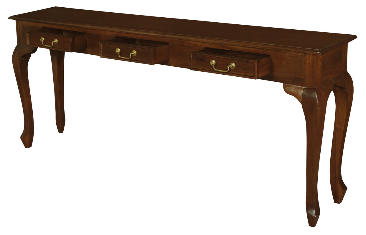 Queen Anne 3 Drawer Sofa Table - Mahogany V199-ST003QAM
