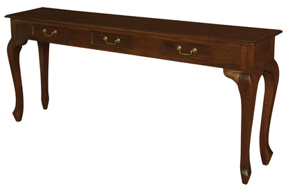 Queen Anne 3 Drawer Sofa Table - Mahogany V199-ST003QAM