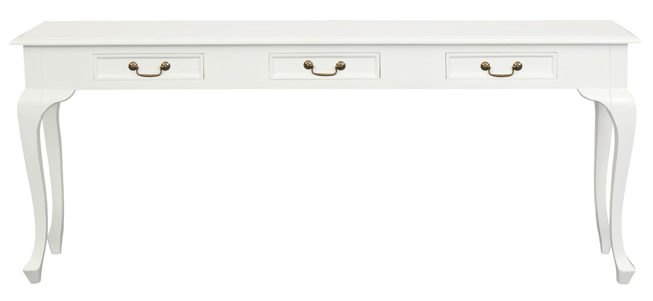 Queen Anne 3 Drawer Sofa Table - White V199-ST003QAWH