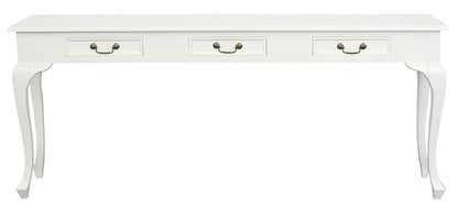 Queen Anne 3 Drawer Sofa Table - White V199-ST003QAWH