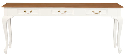 Queen Anne 3 Drawer Sofa Table - White Caramel V199-ST003QAWR